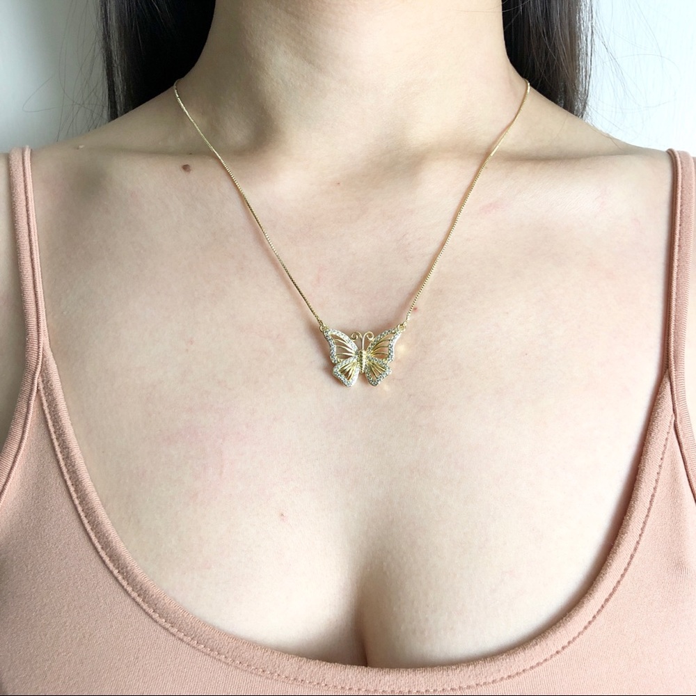 14K Gold Chain Butterfly Necklace | Gold Filled